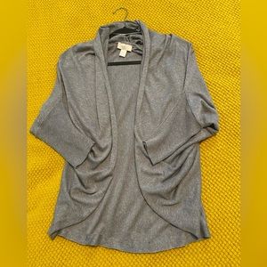 LOFT Gray Open-Front Sweater